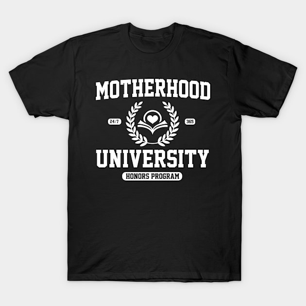 Funny Mom University Daughter Bonus Expecting Motherhood T-Shirt by Vauliflower